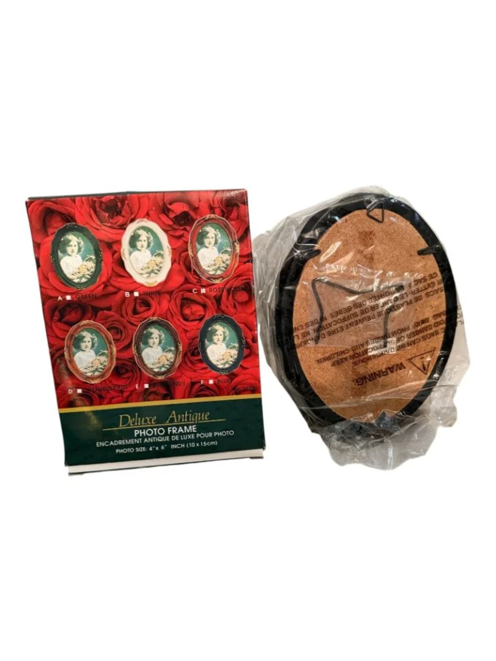 NOS Deluxe Antique Rosewood Oval Picture Frame Real Glass 4x6 New In Box